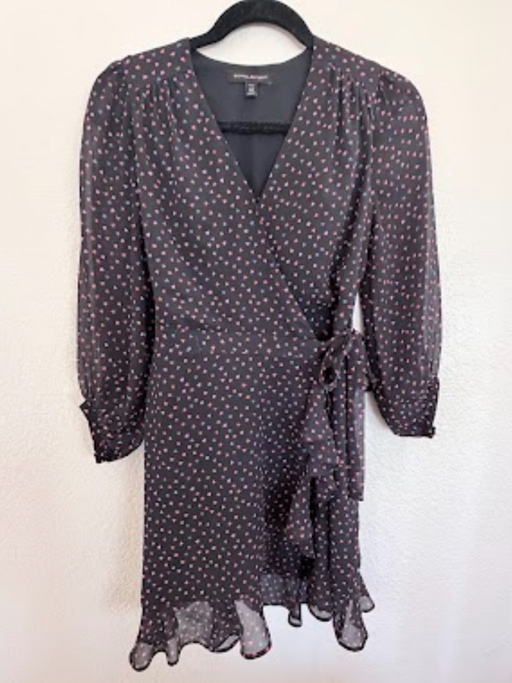 Banana Republic Floral Wrap Mini Dress Long Sleeve Ruffle Hem